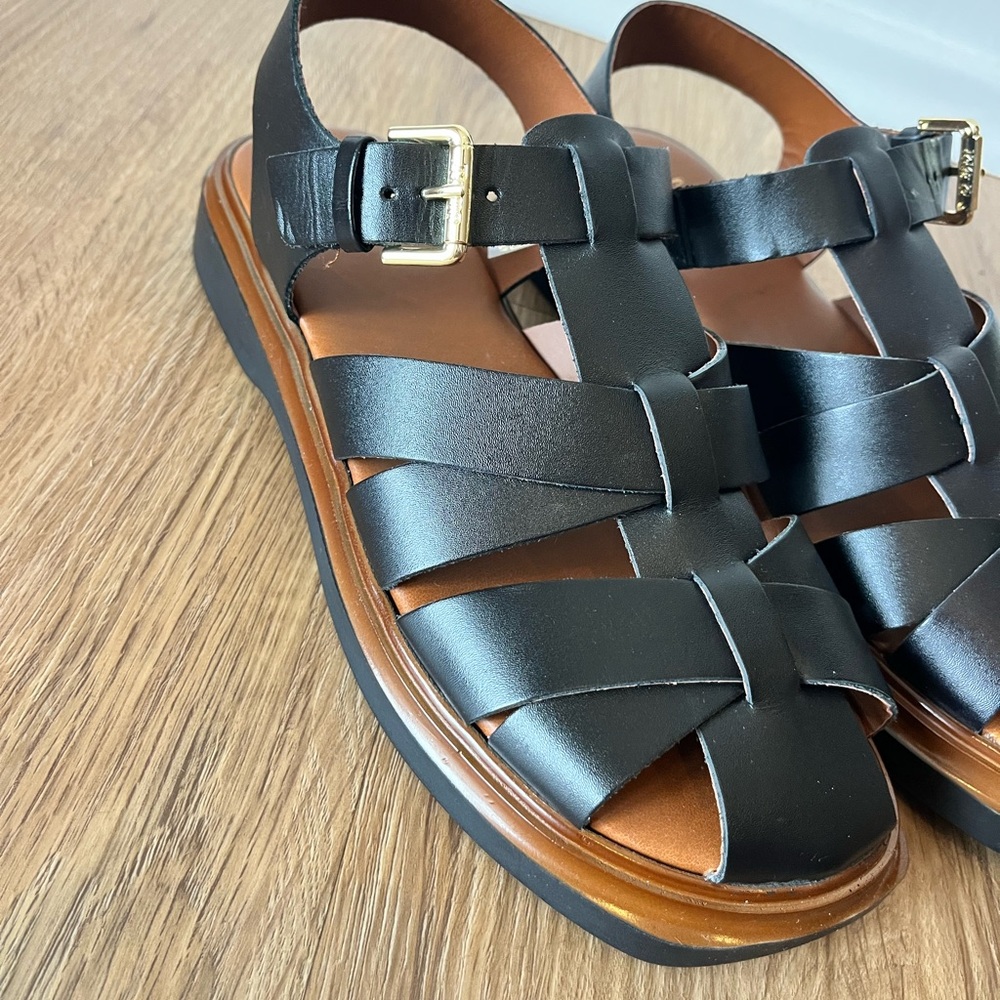 Dune London Black Leather Sandals Never Worn